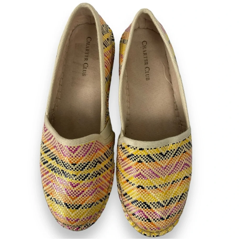 Charter Club Multicolor Chevron Print Slip-On Espadrilles ‎ Size 8
